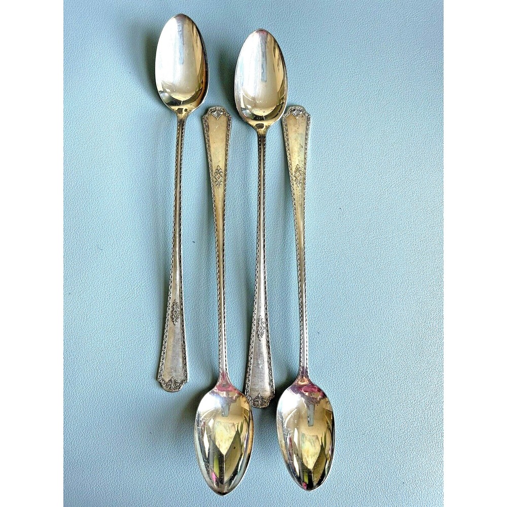 4 Pcs Wm.Rogers AA Oneida Ltd. Berkeley Silverplate Iced Tea Spoon